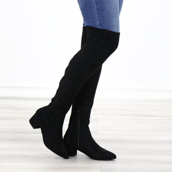 *Restock Over The Knee Black Boots Faux Suede - Picture 3 of 16